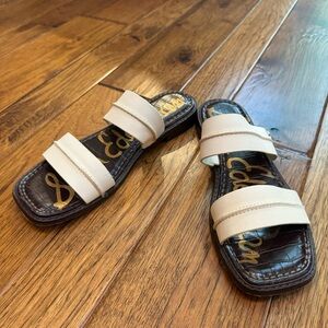 Sam edelman | Ivory / brown slip on sandals | Sz 8